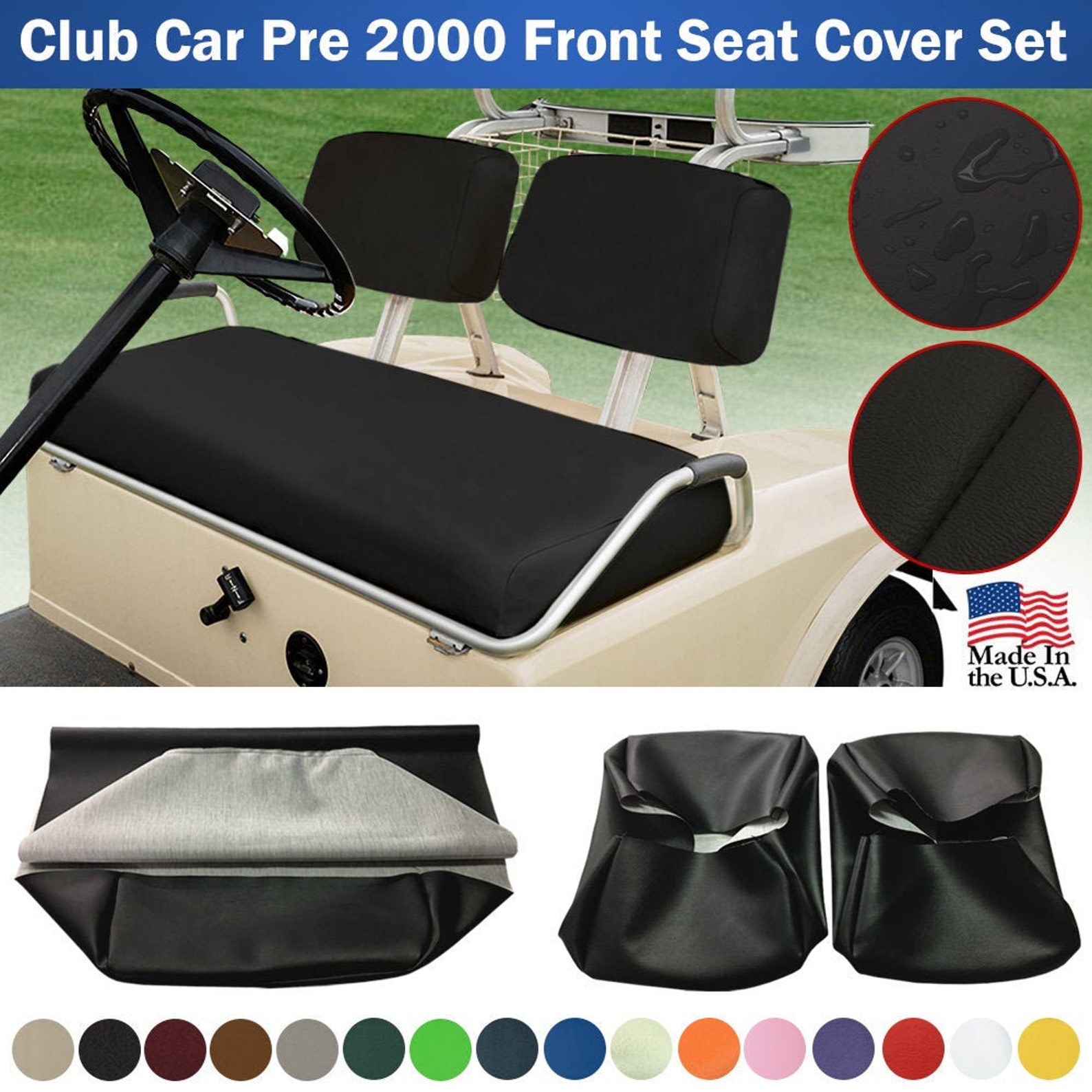 Club Car Pre2000 DS Golf Cart Front Seat Cover Set Vinyl Etsy