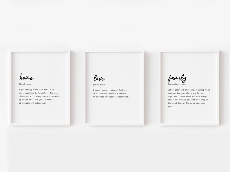 Home Definition Print Family Quote Wall Art Sign Set of 3 Etsy