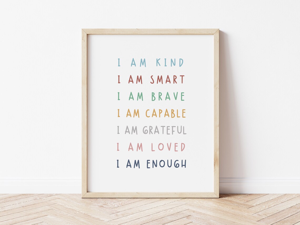 Wall Art Prints for Kids I Am Kind Smart Brave Capable Etsy