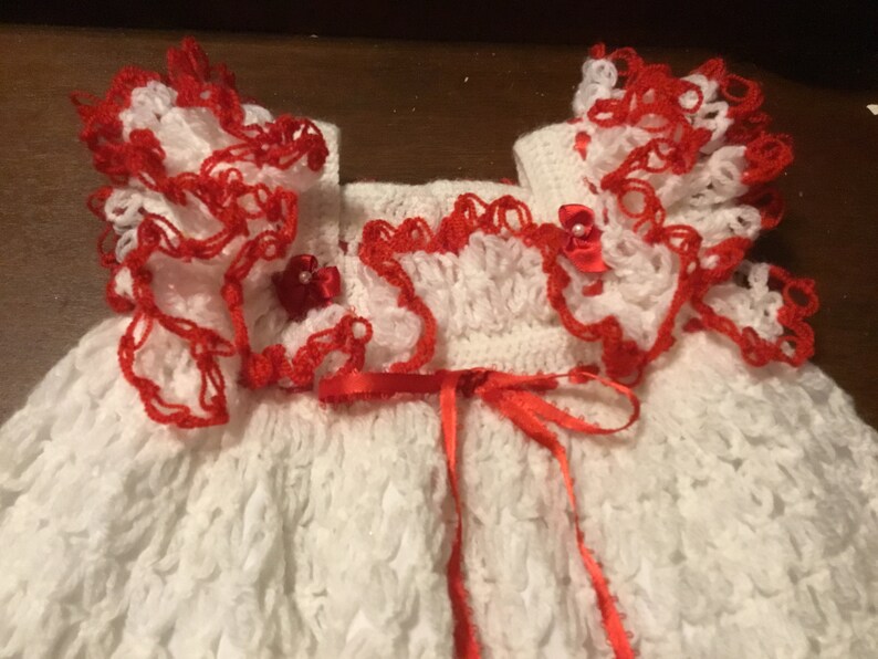Crocheted baby dress heirloom dress Christmas dress birthday dress keepsake dress special Occassion dress batism dress,