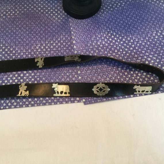 Retro unique 50's black leather belt, made in Ger… - image 9
