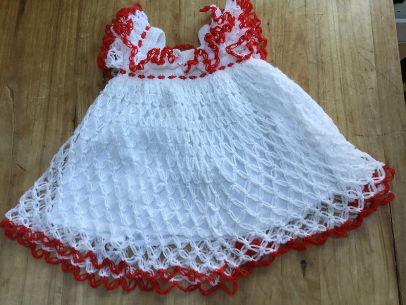 Crocheted baby dress heirloom dress Christmas dress birthday dress keepsake dress special Occassion dress batism dress,