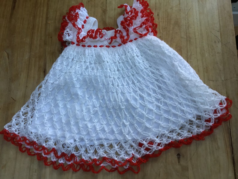 Crocheted baby dress heirloom dress Christmas dress birthday dress keepsake dress special Occassion dress batism dress,