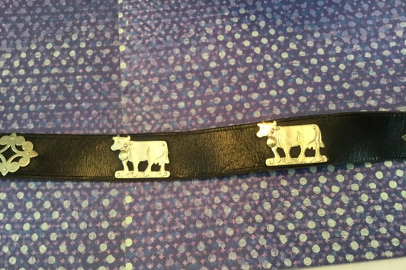 Retro unique 50's black leather belt, made in Ger… - image 6