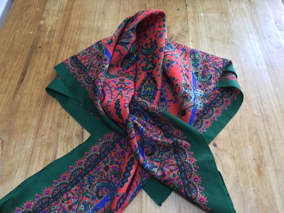 Womans scarf, mens scarf, green paisley scarf, Th… - image 3