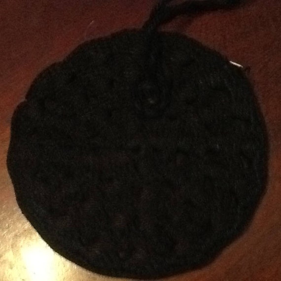 Vintage heavy black crocheted- round crochet even… - image 3