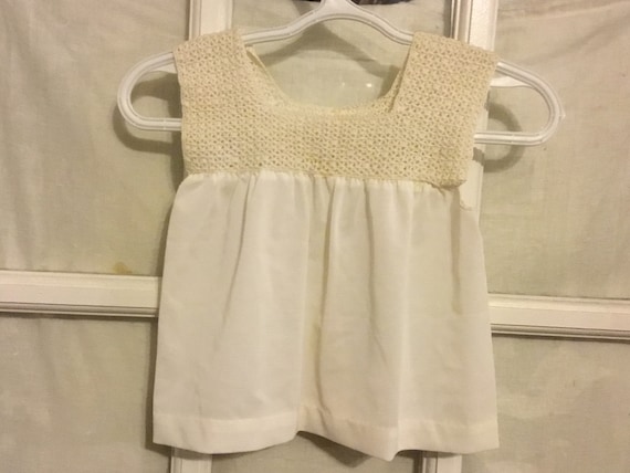 Vintage hand crocheted / hand sewn baby dress. The