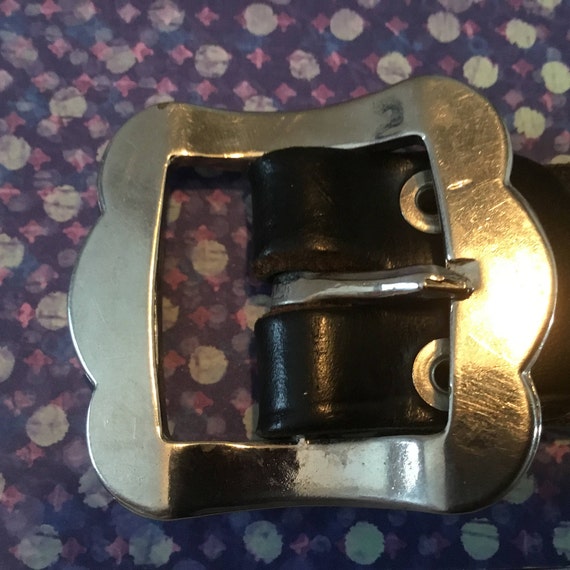 Retro unique 50's black leather belt, made in Ger… - image 8