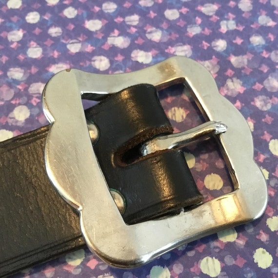 Retro unique 50's black leather belt, made in Ger… - image 2