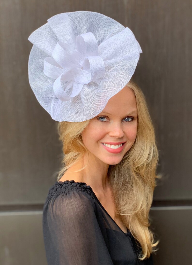 Tia Large White Fascinator Kentucky Derby Fascinator White Etsy