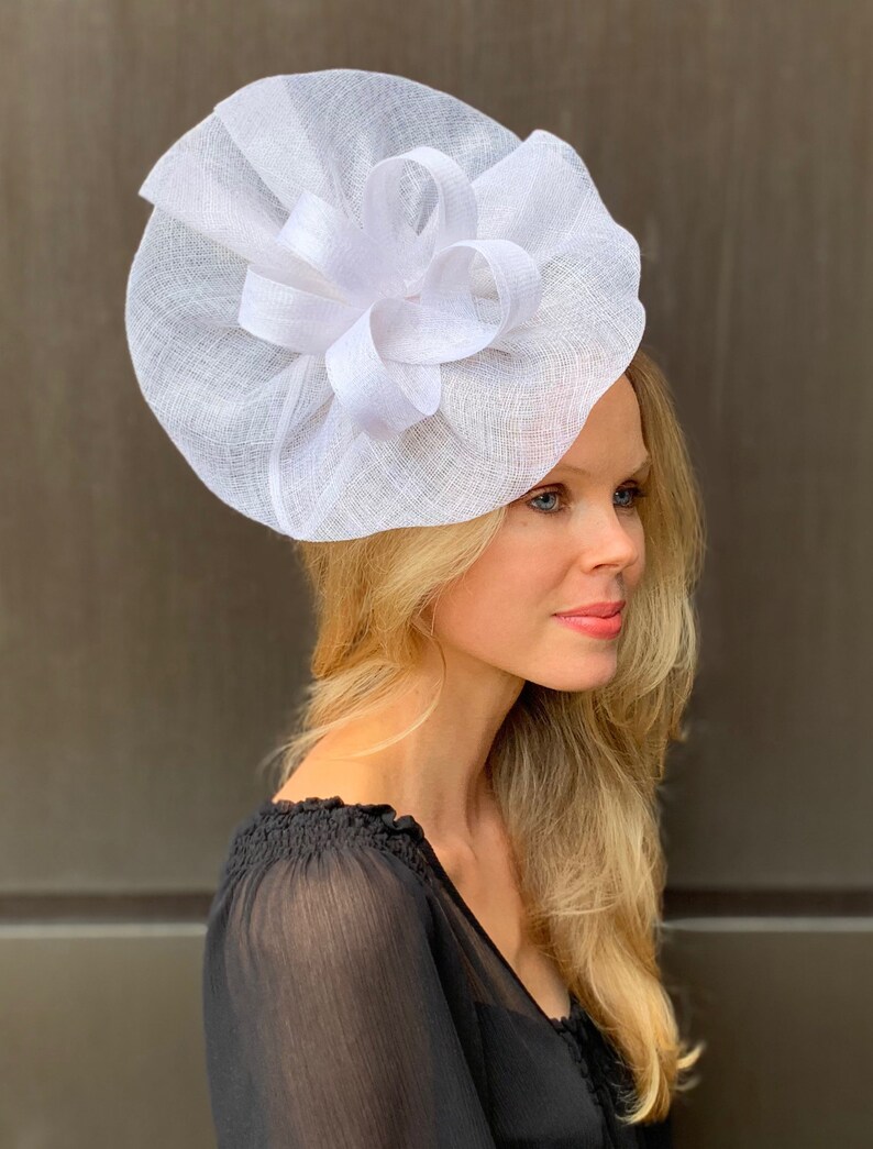 Tia Large White Fascinator Kentucky Derby Fascinator White Etsy