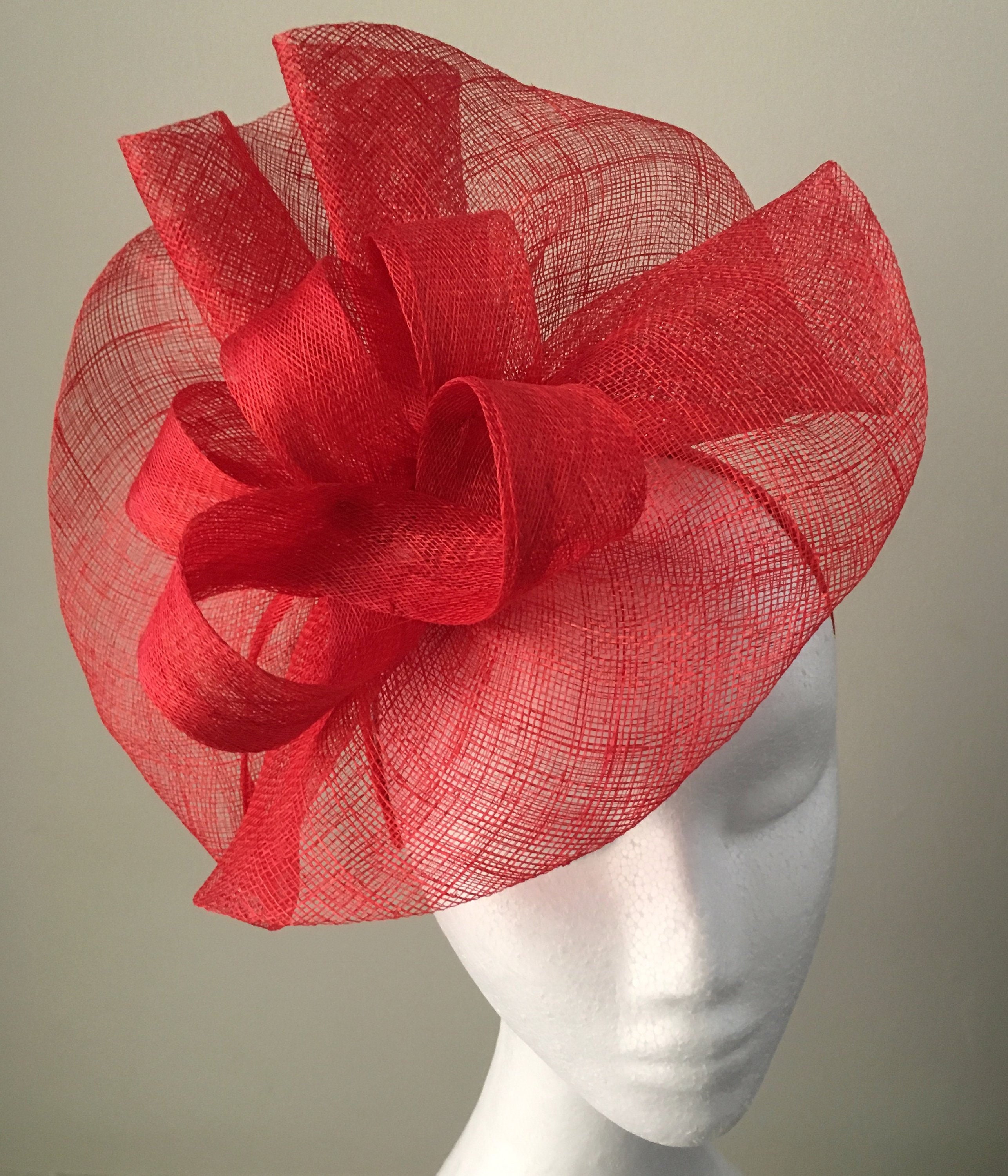 Tia Large Bright Red Fascinator Royal 