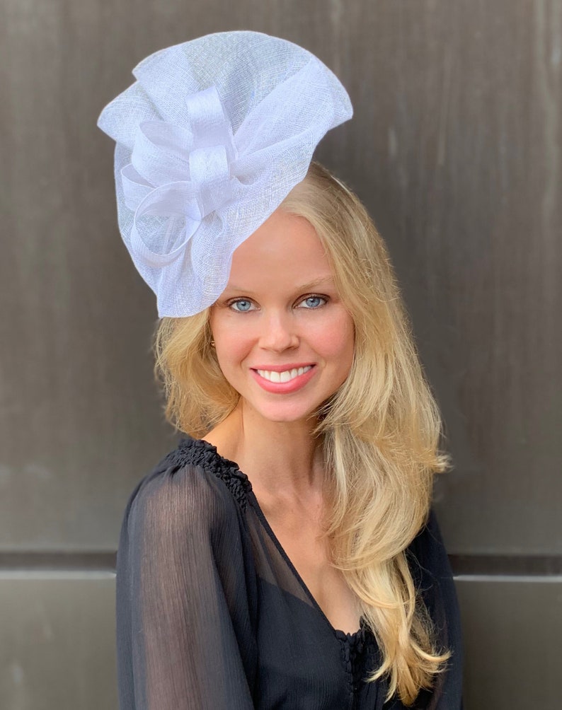 Tia Large White Fascinator Kentucky Derby Fascinator White Etsy