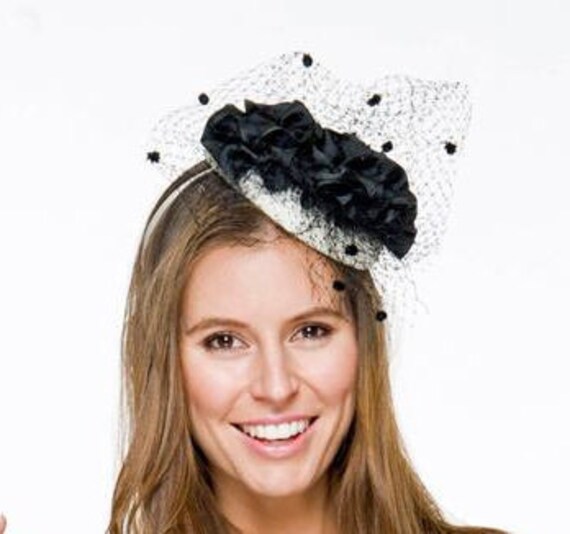 black and cream wedding hats