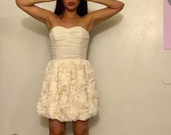 H&M Strapless White Rose Dress