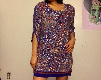 Vintage Retro Purple Print Dress