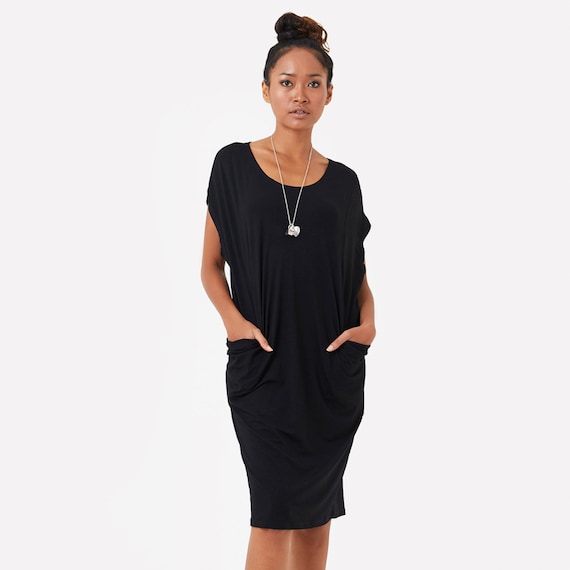 black jersey tunic dress