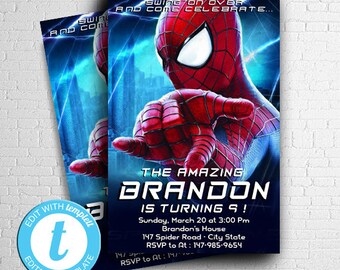 Spiderman Invitation Etsy
