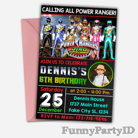 Power Rangers Power Ranger Invitation Power Rangers Etsy