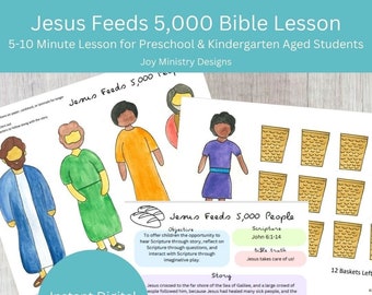 Jesus Feeds 5,000 People Preschool/Kindergarten Bible Lesson, Homeschool Activity, Church Sunday School Lesson, Instant Digital Download