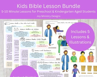 Kids Gospel Bible Lesson Bundle with Five Bible Lessons and Illustrations