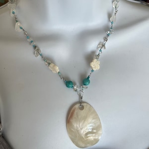 Perlmutt Anhänger Kette mit Türkis