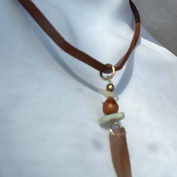 Necklace of Honey Colored beach glass and other beachy things