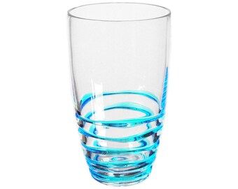 My Table Talk® Set of 4 - Acrylic Swirl Design 19 oz HB Tumbler - Clear & Blue