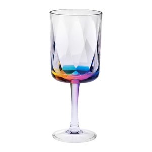My Table Talk® Set of 4 - Acrylic Rainbow Color Diamond Cut Wine Glass