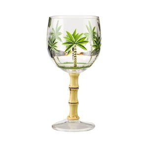 My Table Talk - Set of 2 Acrylic Palm Tree Classic Series U Shape With Bamboo Stem Wine Glass