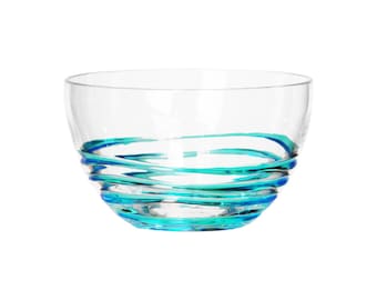 My Table Talk® Set of 4 - Acrylic Swirl Design Small Bowl - Blue & Clear Swirl