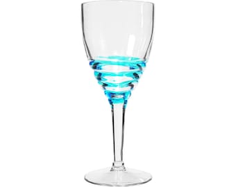 My Table Talk® Set of 4 - Acrylic Swirl Design 12 oz All Purpose Wine Glass - Blue & Clear