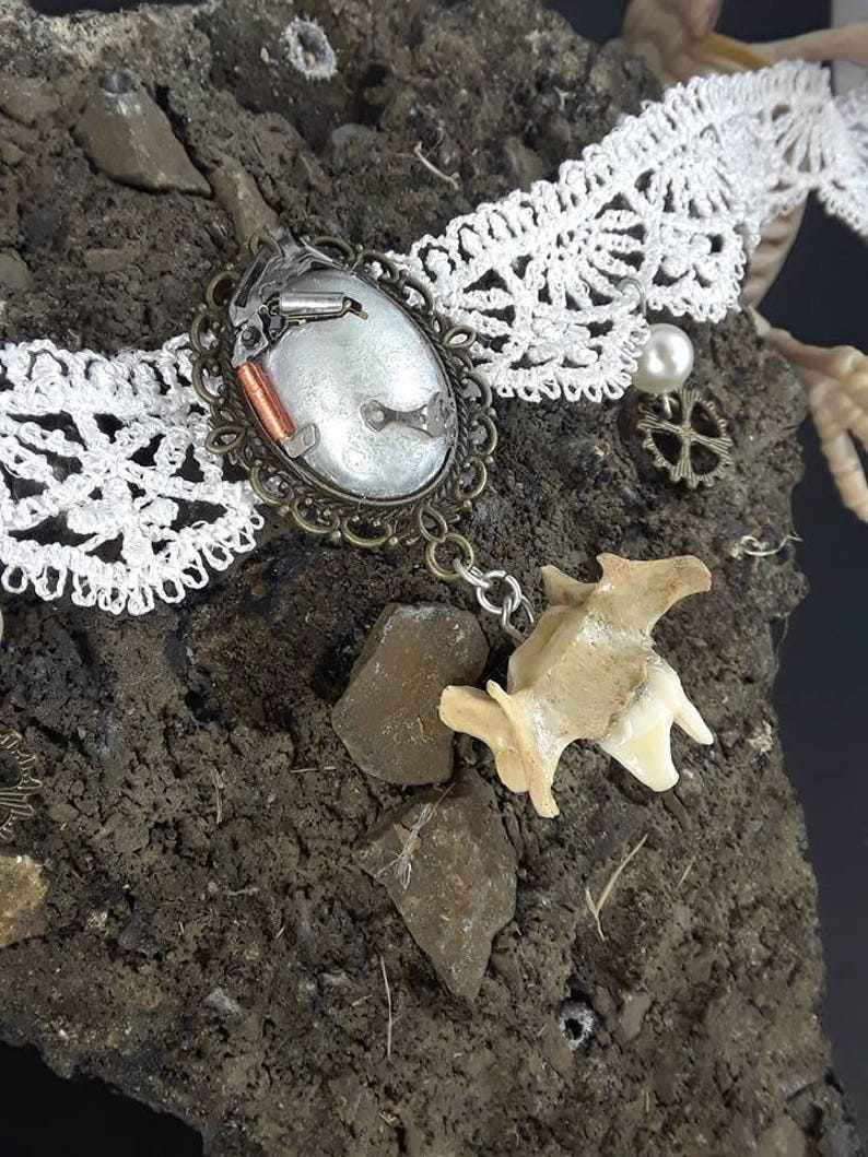 Necklace real bone /& tooth Victorian Punk inspired