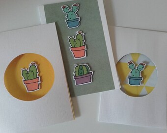 Lot de 3 cartes cactus