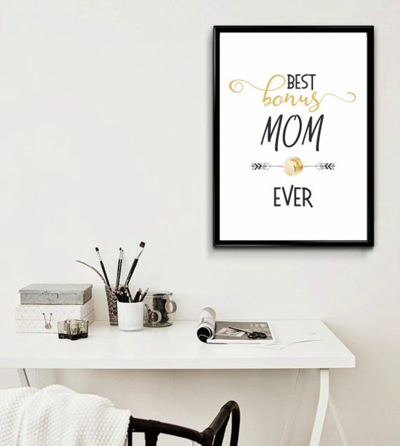 Best Bonus MOM ever Gold typographic poster mom poster Step mom gift Mothers day gift Godmother gift Adopting mother
