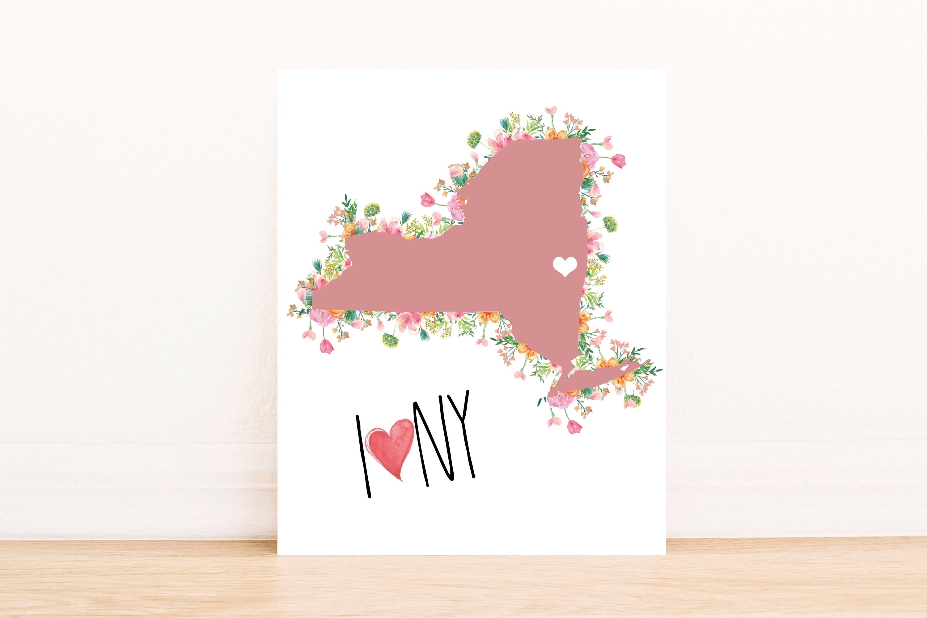I love NY Print New York map poster NY state home sign | Etsy