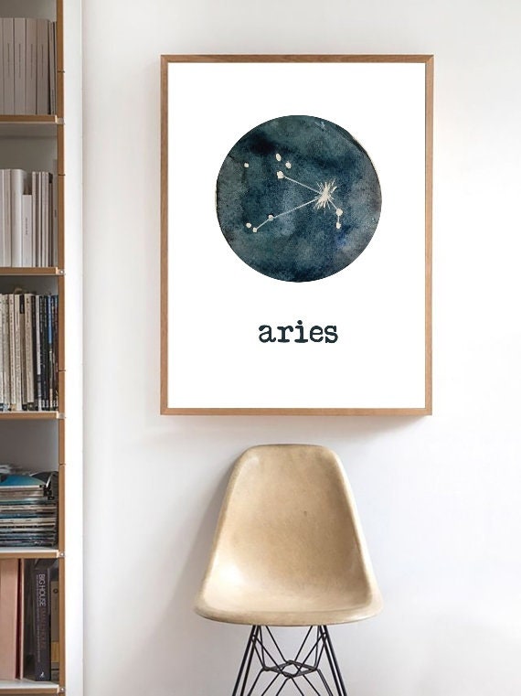 Aries print Zodiac star sign Constellation map celestial | Etsy