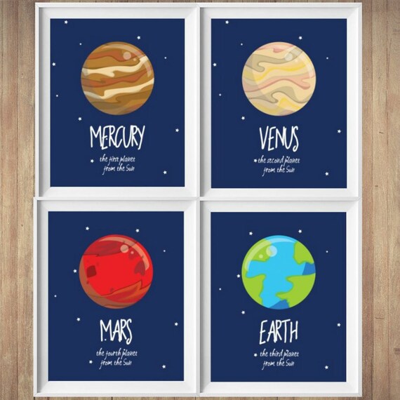 The Solar System Space Theme Nursery Wall Art Set Prints Outer Space Planets Prints Planets Kids Room Prints Decor Best Selling Items