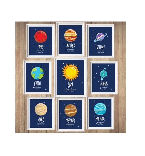 The Solar System Space Theme Nursery Wall Art Set Prints Outer Space Planets Prints Planets Kids Room Prints Decor Best Selling Items