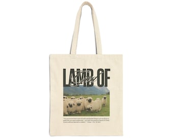 Borsa tote in cotone Lamb of God, per gli amanti degli animali da fattoria, per uno shopping ecologico.