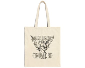 Make Heaven Crowded Cotton Tote Bag, Eco-Friendly Shopping Bag, Faith Enthusiast Gift