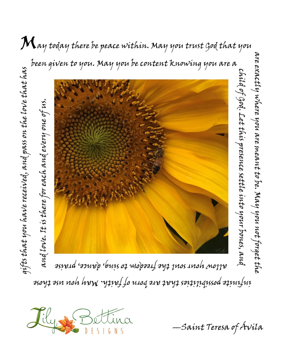 Peace Within Prayer With Sunflower Photo PDF Etsy