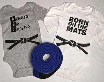baby jiu jitsu, BJJ training, fighter baby, martial arts, born on the mats, always be choking, jiu jitsu abc, grappling onesie, newborn gift