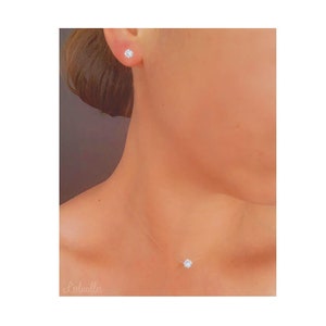 Invisible MINI Solitaire Set 4mm - 925 Silver Finish - Transparent Peach Nylon Thread - Customizable - Adjustable
