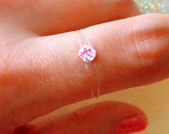 Invisible ring, Light pink, Mini solitaire 4mm, Crystallized- Pure Brilliance™ ring, fishing line ring, transparent ring