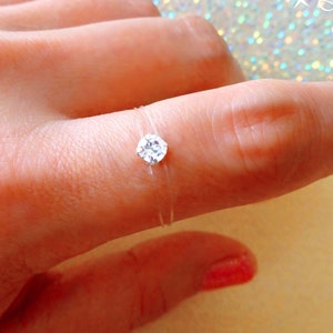 Transparent ring, Mini solitaire 4mm, Crystallized- Pure Brillance™ ring, fishing line ring, minimalist invisible ring