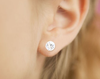 Swarovski® earrings 4, 6 or 8mm, Ear studs, Silver earrings (hypoallergenic, nickel-free, lead-free), Jewelry