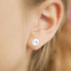 Puces d'oreilles Swarovski® 4, 6 ou 8mm, Clous d'oreilles, Bloucles d'oreilles Argent hypoallergeniques, sans nickel, sans plomb, Jewelry Transparent