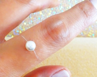 Invisible ring, pearl or solitaire, color of your choice, illusion ring, transparent ring