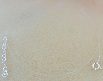 Invisible necklace without pendant - 925 Sterling Silver or Gold Plated